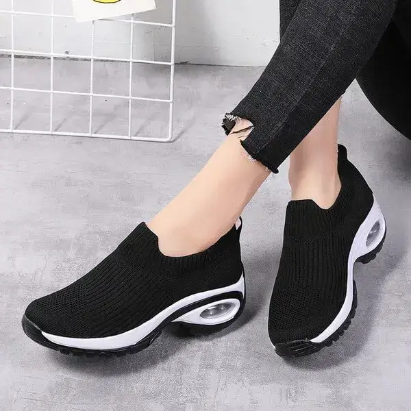 Mesh Air Cushion Platform Sneakers for Women | Fashion Slip-On Comfort Shoes
