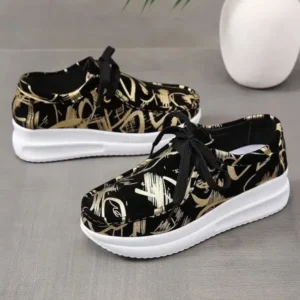 Holterdesigns Casual Graffiti Round Toe Platform Plus Size Sneakers