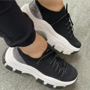 Holterdesigns Wedge Heel Flying Woven Colorblock Lace-Up Sneakers Large Size Casual Low Top Women Shoes