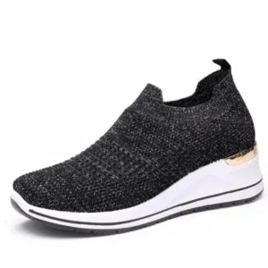 Holterdesigns Women Casual Mesh Knit Design Breathable Comfort Wedge Platform Sneakers