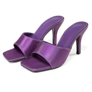 Holterdesigns Women Sexy Square Head Purple Stiletto Slippers