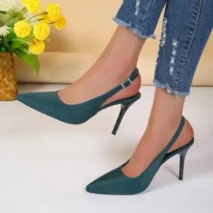 Holterdesigns Summer Women Fashion Plus Size Elegant Pointed Toe Strap Buckle Sling Back Stiletto Heel PU Sandals