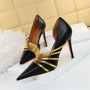 Holterdesigns Women Fashion Sexy Pointed Toe Hollow Design Stiletto Shoes