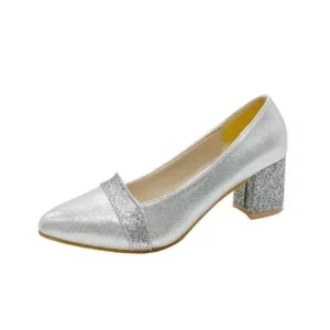 Holterdesigns Women Fashion Casual Sequins Pointed Toe Pumps With Chunky Heels