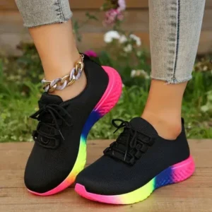 Holterdesigns Women Fashion Casual Mesh Breathable Rainbow Sneakers