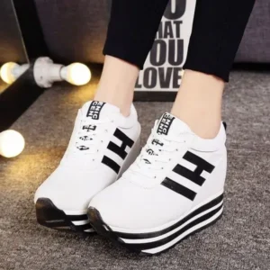 Holterdesigns Women Fashion Casual Letter Printed Lace-Up Thick-Soled Sneakers