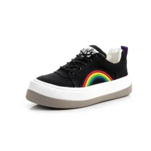 Holterdesigns Women Fashion Casual Rainbow Color Block Platform Canvas Platform Shoes