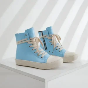 Holterdesigns Women Fashion Blue Faux Leather High Top Shoes