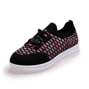 Holterdesigns Women Fashion Low-Top Lace-Up Platform Color-Block Fly-Knit Sneakers