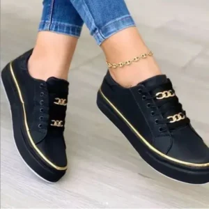 Holterdesigns Women Thick Bottom Chain Casual Round Toe Fashion Pu Sneakers